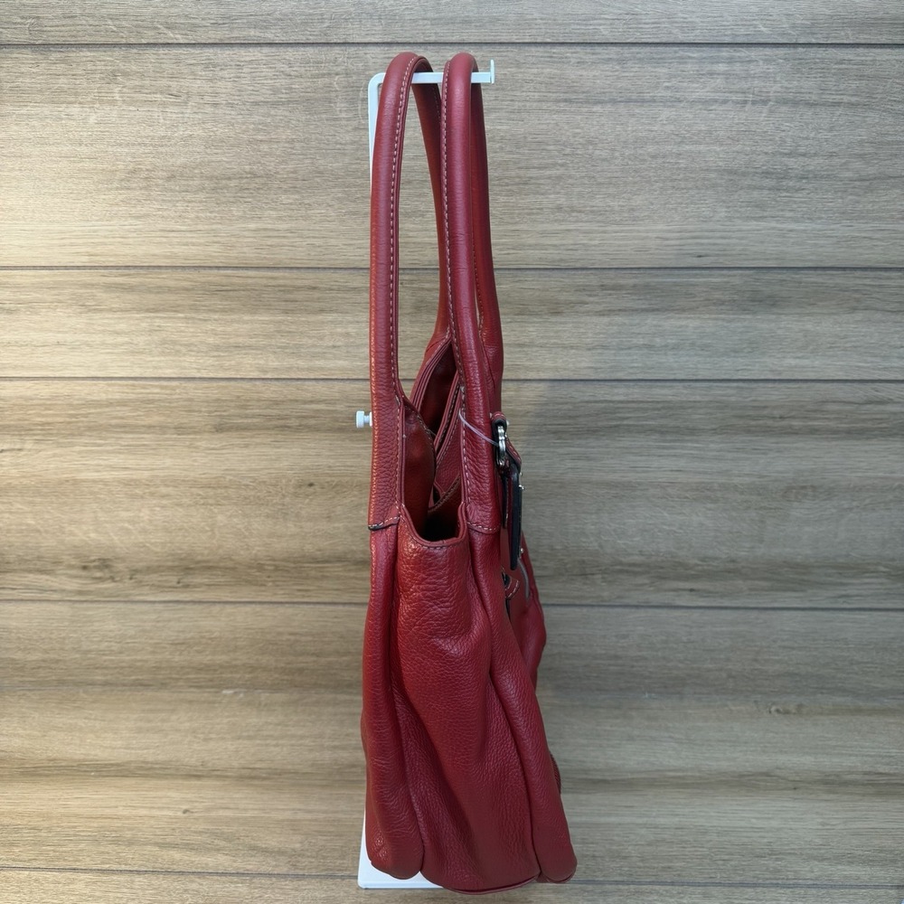 Vintage Tignanello Bright Cherry Red Pebbled Leather Shoulder Bag Purse Hobo - Picture 5 of 16